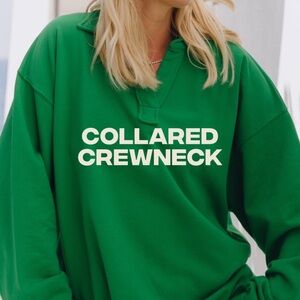 Daily Drills Collared Crewneck in Kelly Green